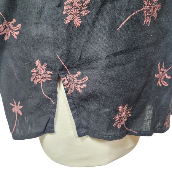 Express Palm Tree Print Linen Shirt NWT XS Black Vacation Resort Button Up Top - Picture 4 of 11
